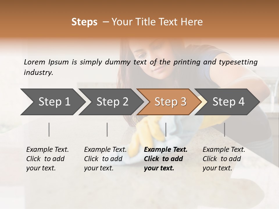 A Woman Cleaning A Kitchen Counter With Yellow Gloves PowerPoint Template