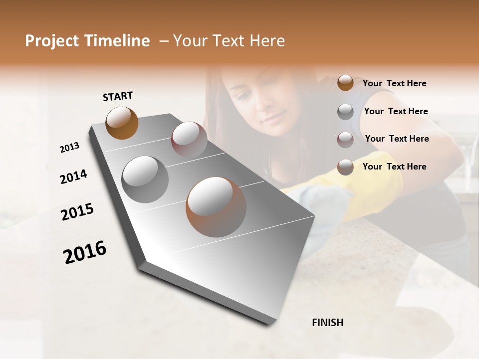 A Woman Cleaning A Kitchen Counter With Yellow Gloves PowerPoint Template