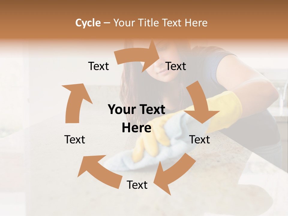 A Woman Cleaning A Kitchen Counter With Yellow Gloves PowerPoint Template