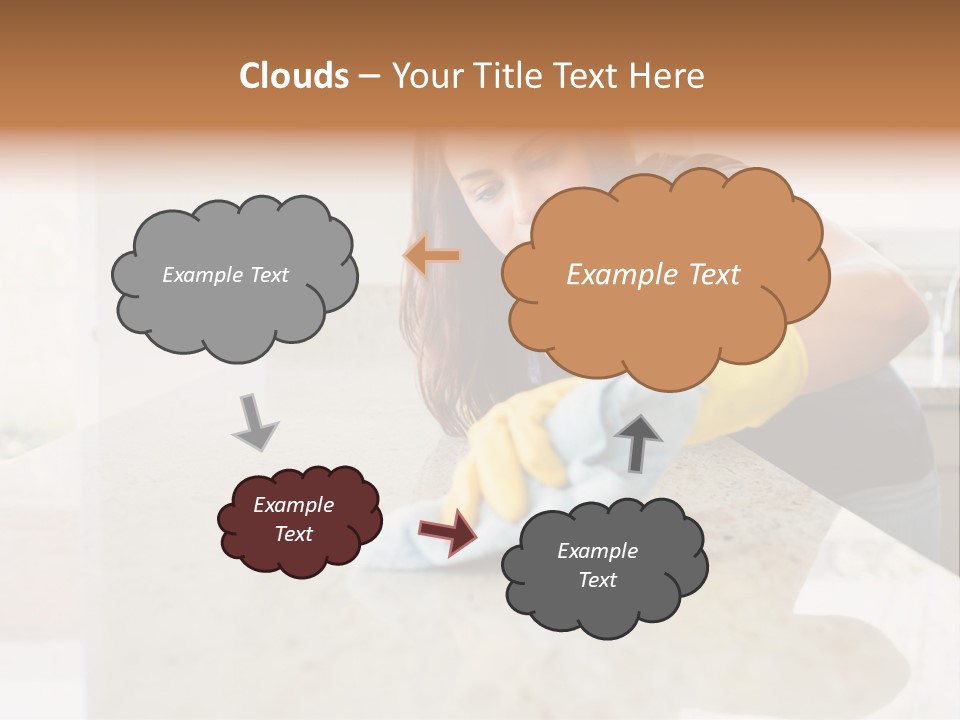 A Woman Cleaning A Kitchen Counter With Yellow Gloves PowerPoint Template