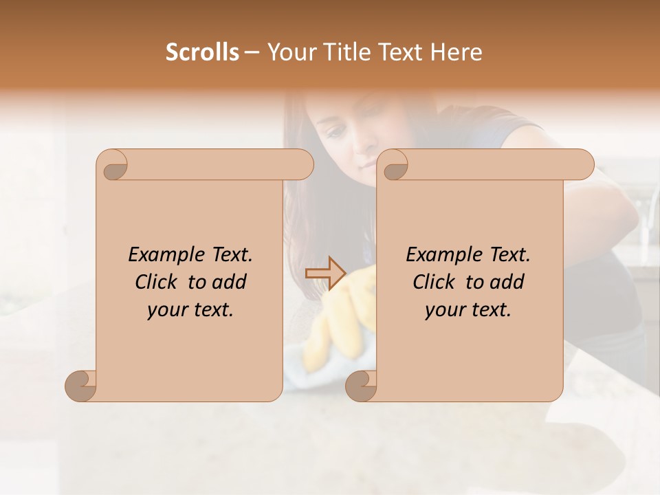 A Woman Cleaning A Kitchen Counter With Yellow Gloves PowerPoint Template