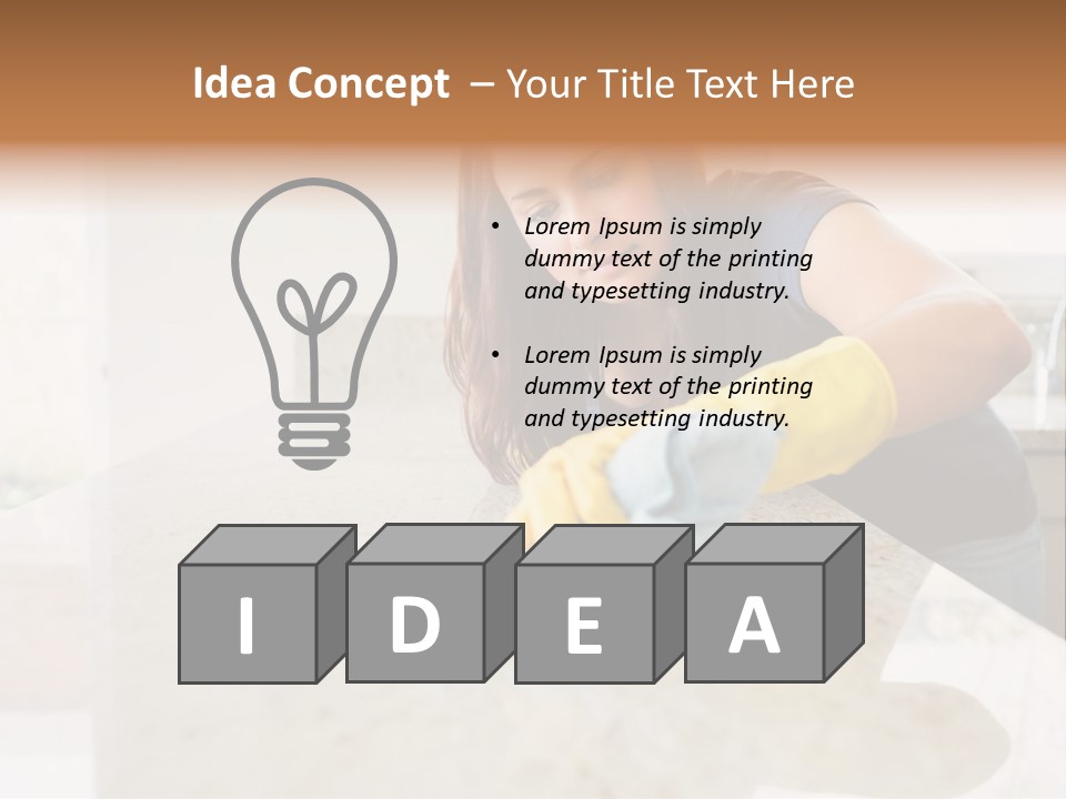 A Woman Cleaning A Kitchen Counter With Yellow Gloves PowerPoint Template