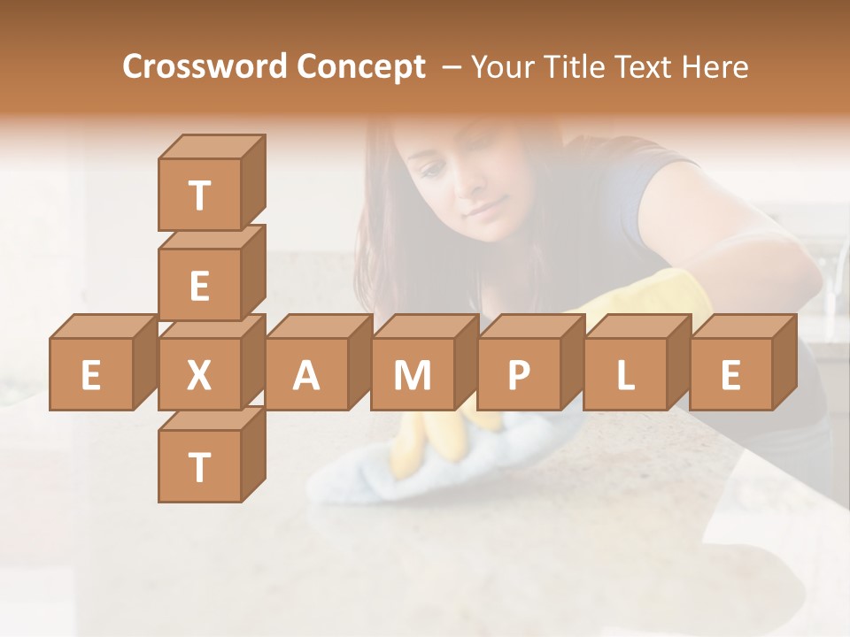 A Woman Cleaning A Kitchen Counter With Yellow Gloves PowerPoint Template