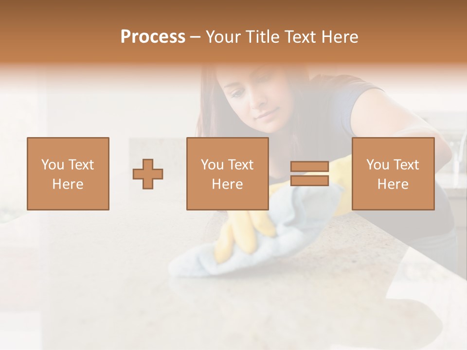 A Woman Cleaning A Kitchen Counter With Yellow Gloves PowerPoint Template