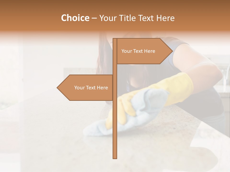 A Woman Cleaning A Kitchen Counter With Yellow Gloves PowerPoint Template