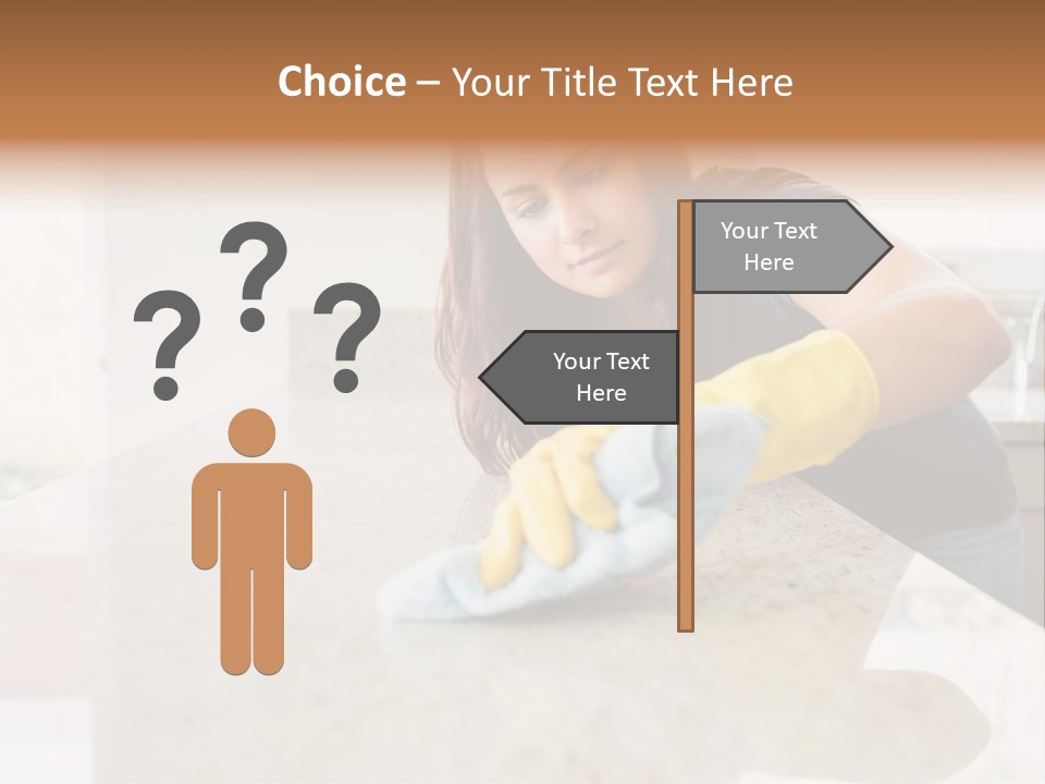 A Woman Cleaning A Kitchen Counter With Yellow Gloves PowerPoint Template