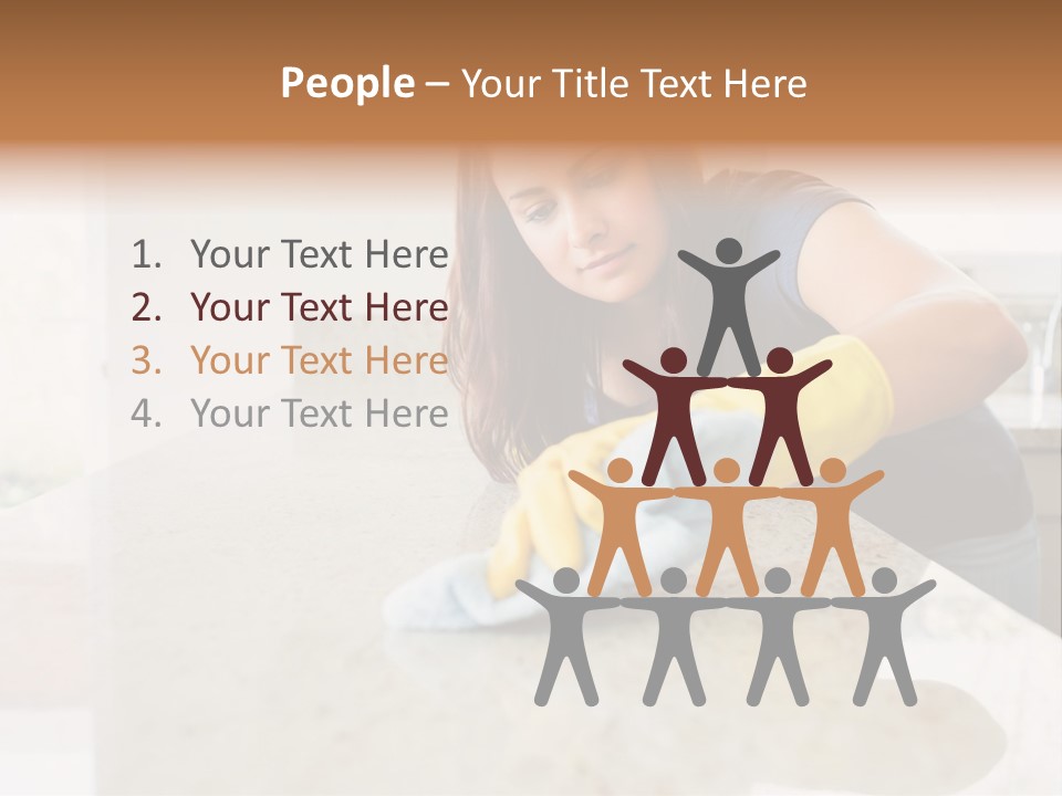 A Woman Cleaning A Kitchen Counter With Yellow Gloves PowerPoint Template