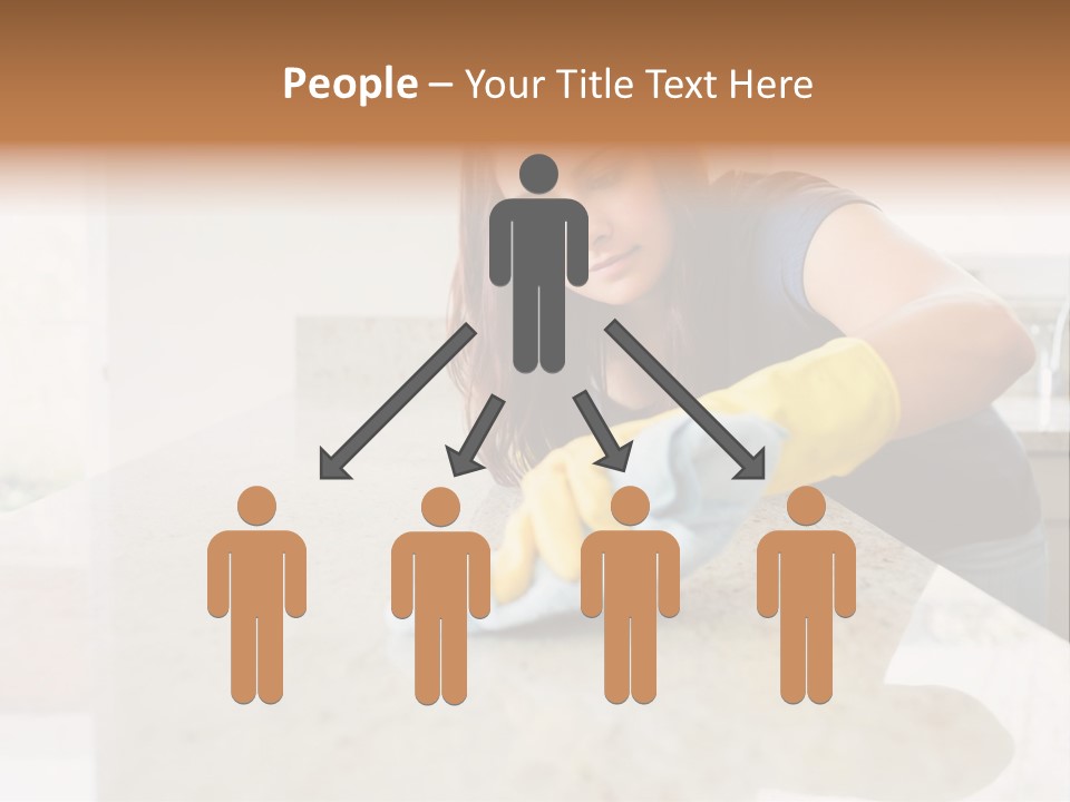 A Woman Cleaning A Kitchen Counter With Yellow Gloves PowerPoint Template