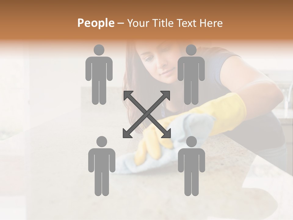 A Woman Cleaning A Kitchen Counter With Yellow Gloves PowerPoint Template