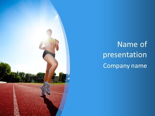 A Woman Running On A Running Track Powerpoint Template PowerPoint Template