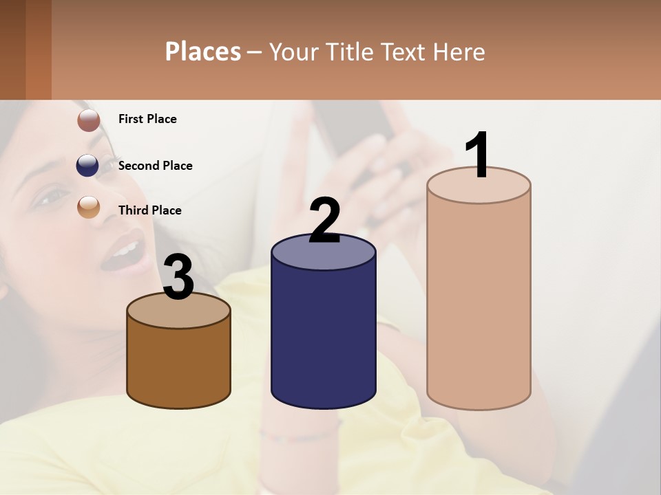 A Woman Sitting On A Couch Holding A Cell Phone PowerPoint Template