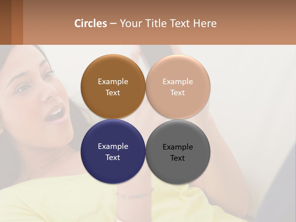 A Woman Sitting On A Couch Holding A Cell Phone PowerPoint Template