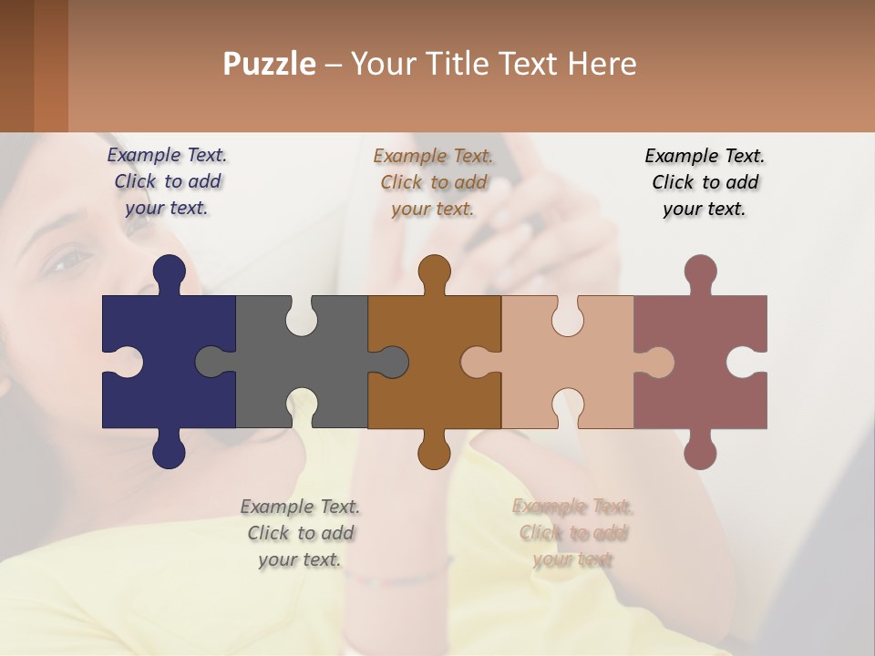 A Woman Sitting On A Couch Holding A Cell Phone PowerPoint Template