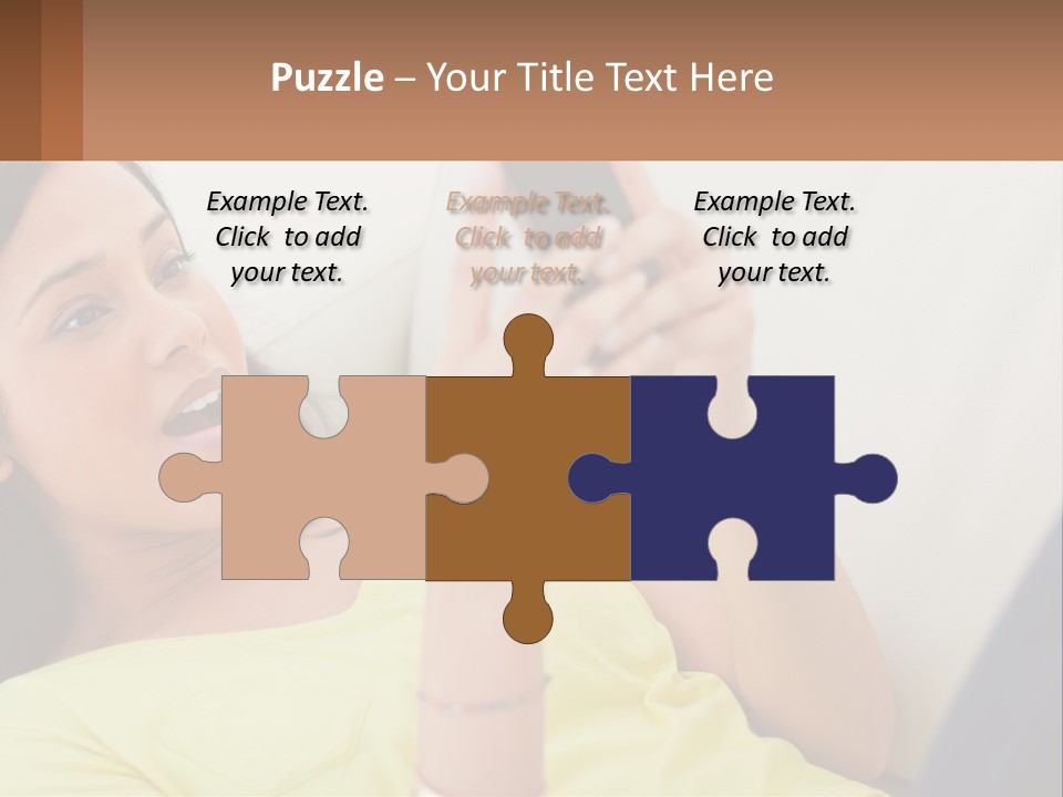 A Woman Sitting On A Couch Holding A Cell Phone PowerPoint Template