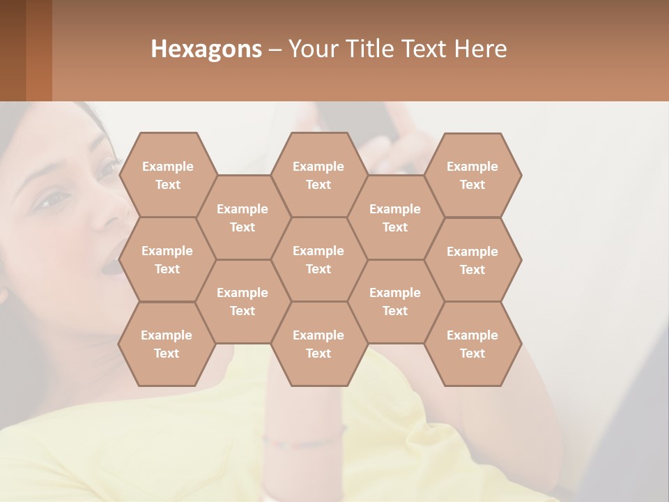 A Woman Sitting On A Couch Holding A Cell Phone PowerPoint Template