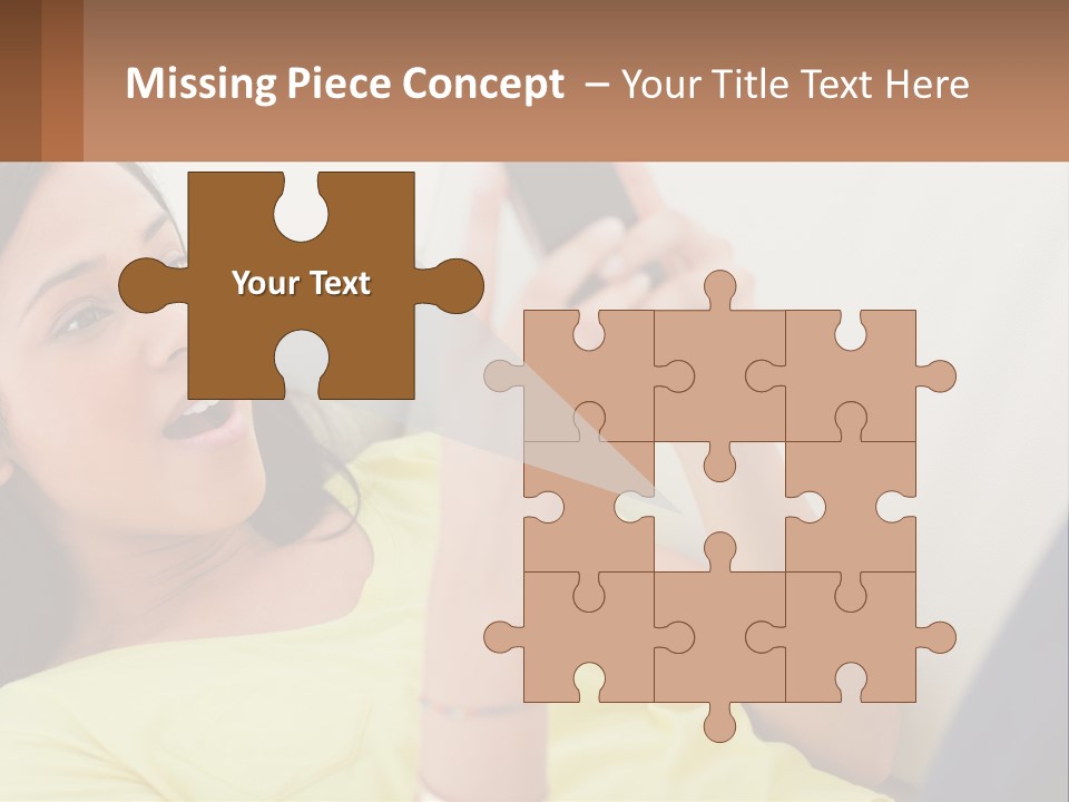 A Woman Sitting On A Couch Holding A Cell Phone PowerPoint Template