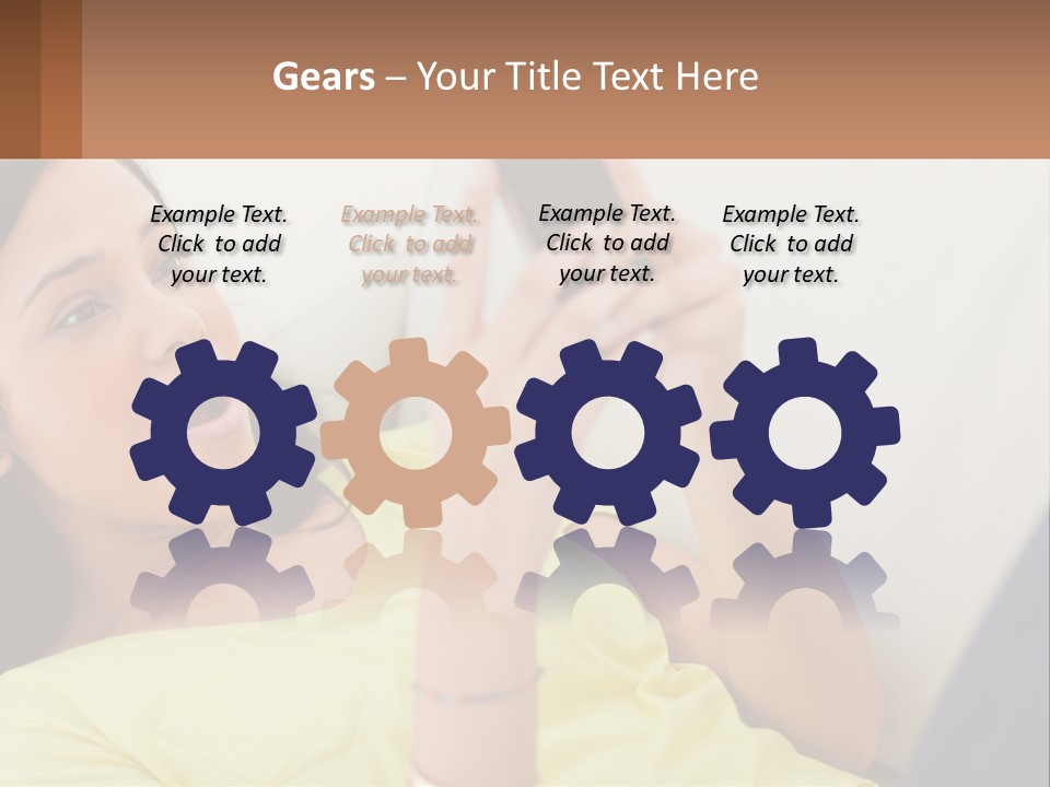 A Woman Sitting On A Couch Holding A Cell Phone PowerPoint Template