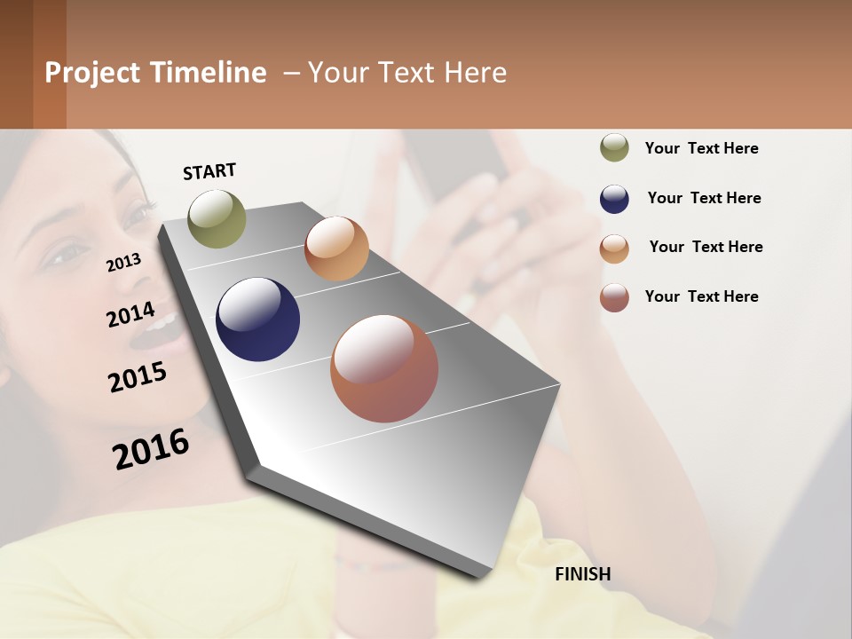 A Woman Sitting On A Couch Holding A Cell Phone PowerPoint Template