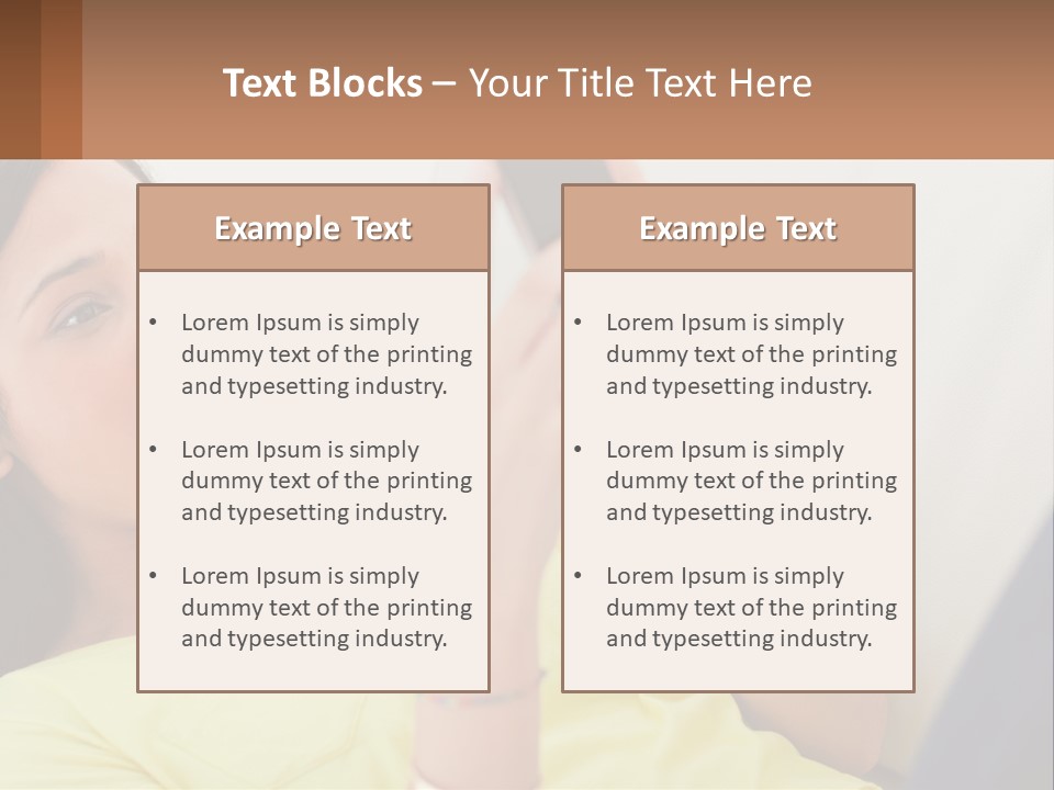 A Woman Sitting On A Couch Holding A Cell Phone PowerPoint Template