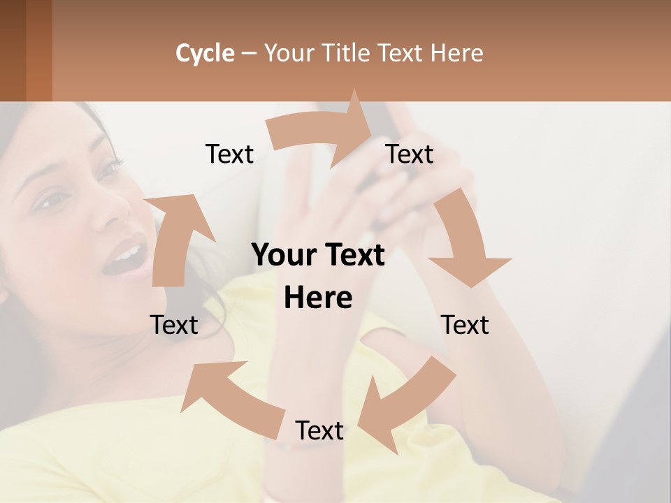 A Woman Sitting On A Couch Holding A Cell Phone PowerPoint Template