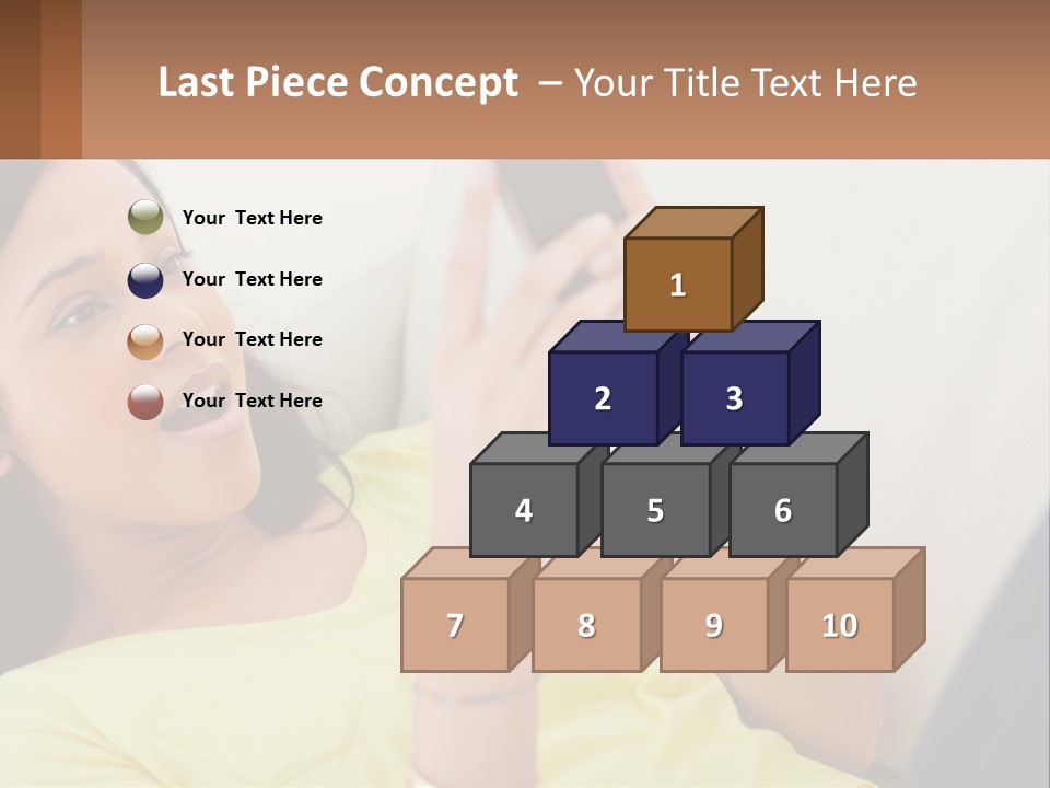 A Woman Sitting On A Couch Holding A Cell Phone PowerPoint Template