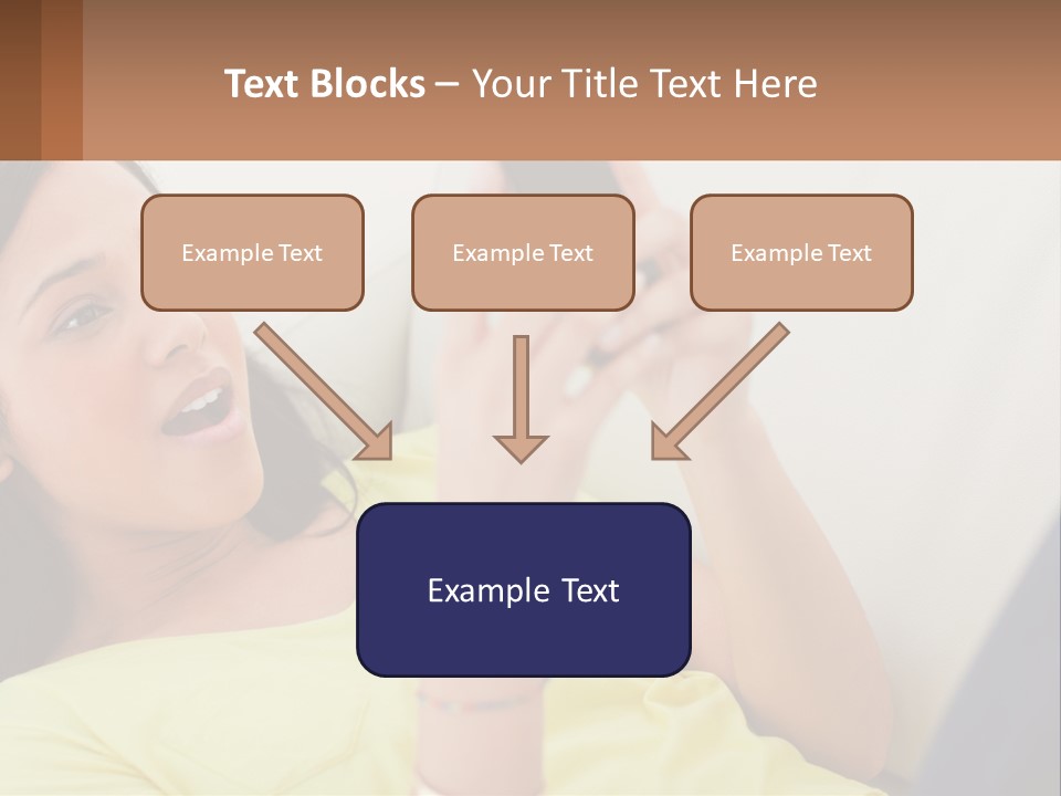 A Woman Sitting On A Couch Holding A Cell Phone PowerPoint Template