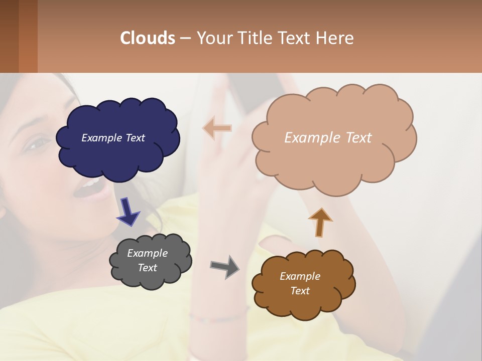A Woman Sitting On A Couch Holding A Cell Phone PowerPoint Template