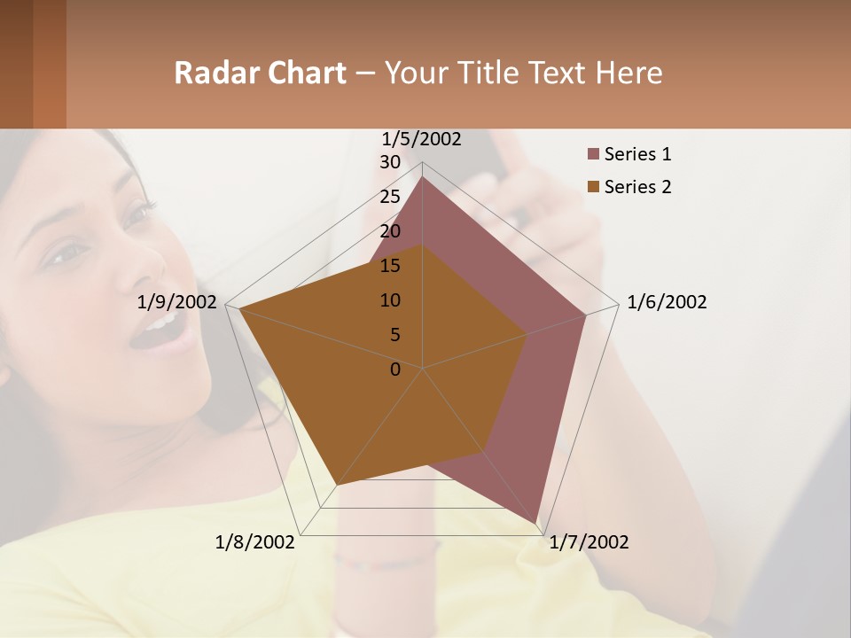 A Woman Sitting On A Couch Holding A Cell Phone PowerPoint Template