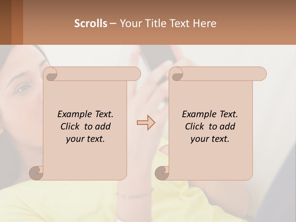 A Woman Sitting On A Couch Holding A Cell Phone PowerPoint Template