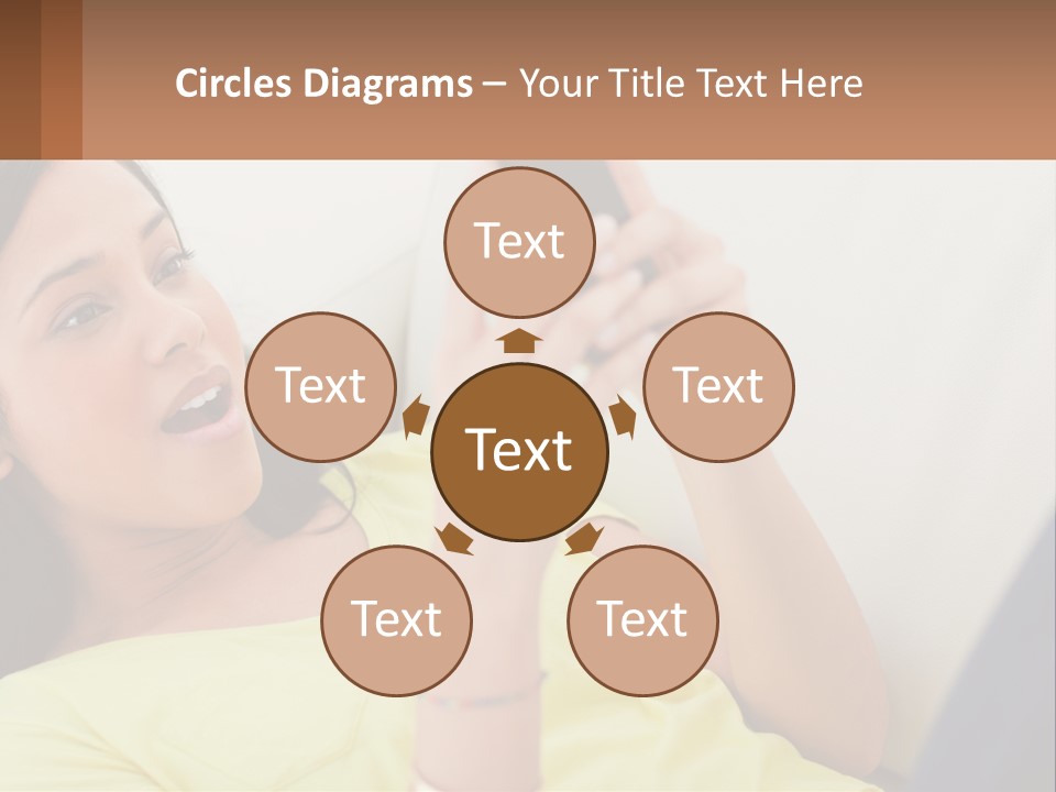 A Woman Sitting On A Couch Holding A Cell Phone PowerPoint Template