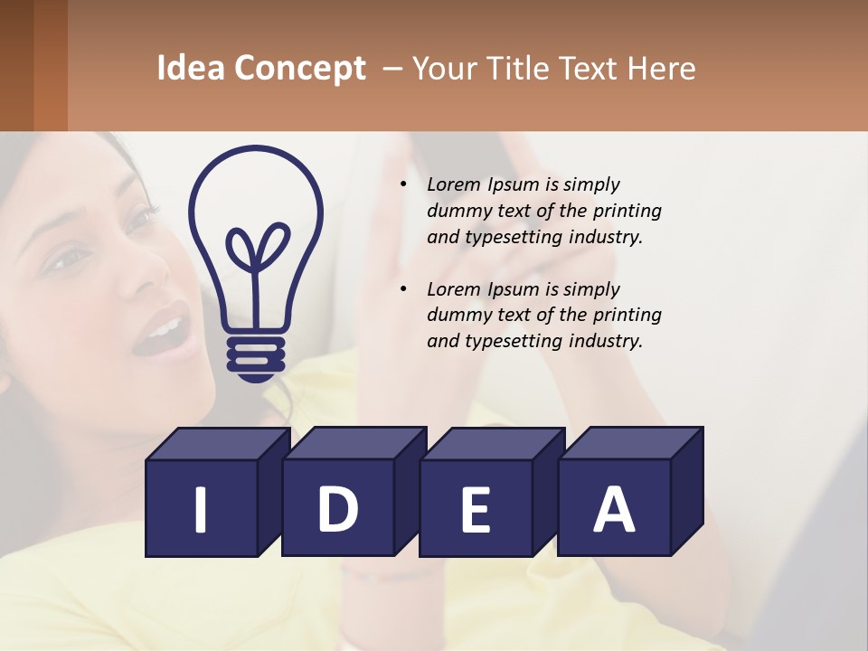 A Woman Sitting On A Couch Holding A Cell Phone PowerPoint Template