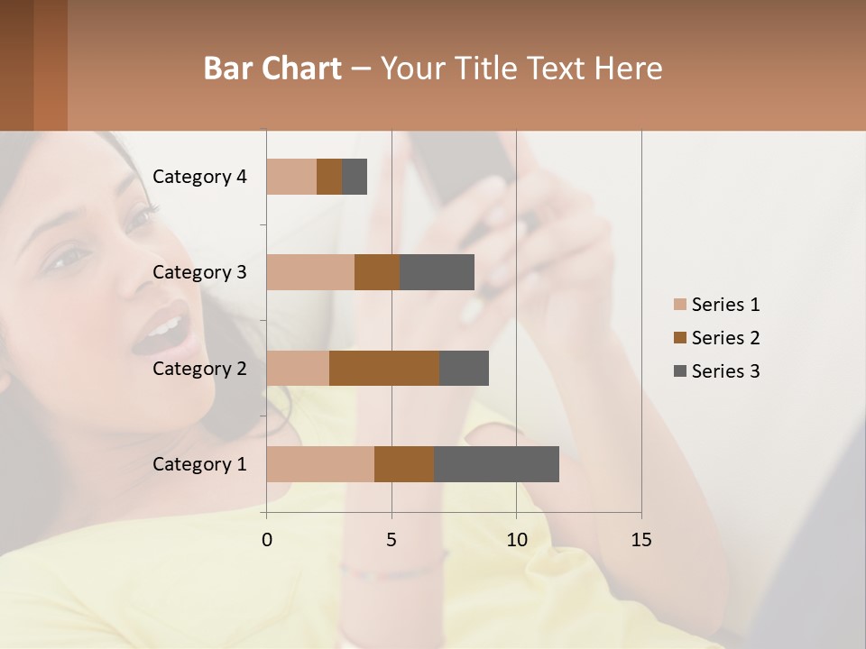 A Woman Sitting On A Couch Holding A Cell Phone PowerPoint Template