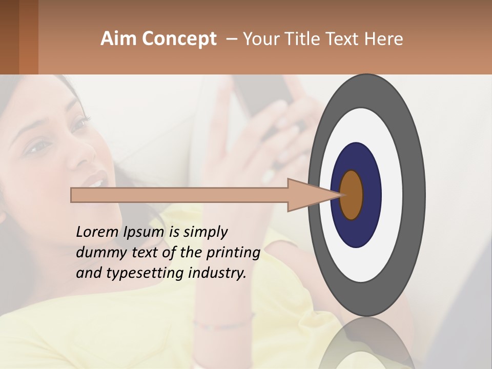 A Woman Sitting On A Couch Holding A Cell Phone PowerPoint Template