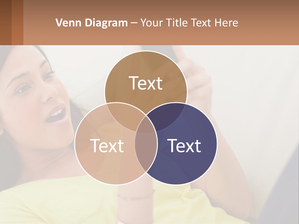 A Woman Sitting On A Couch Holding A Cell Phone PowerPoint Template