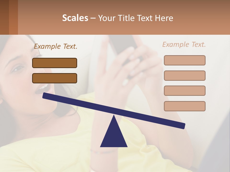 A Woman Sitting On A Couch Holding A Cell Phone PowerPoint Template