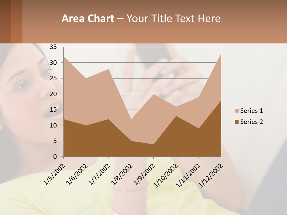 A Woman Sitting On A Couch Holding A Cell Phone PowerPoint Template
