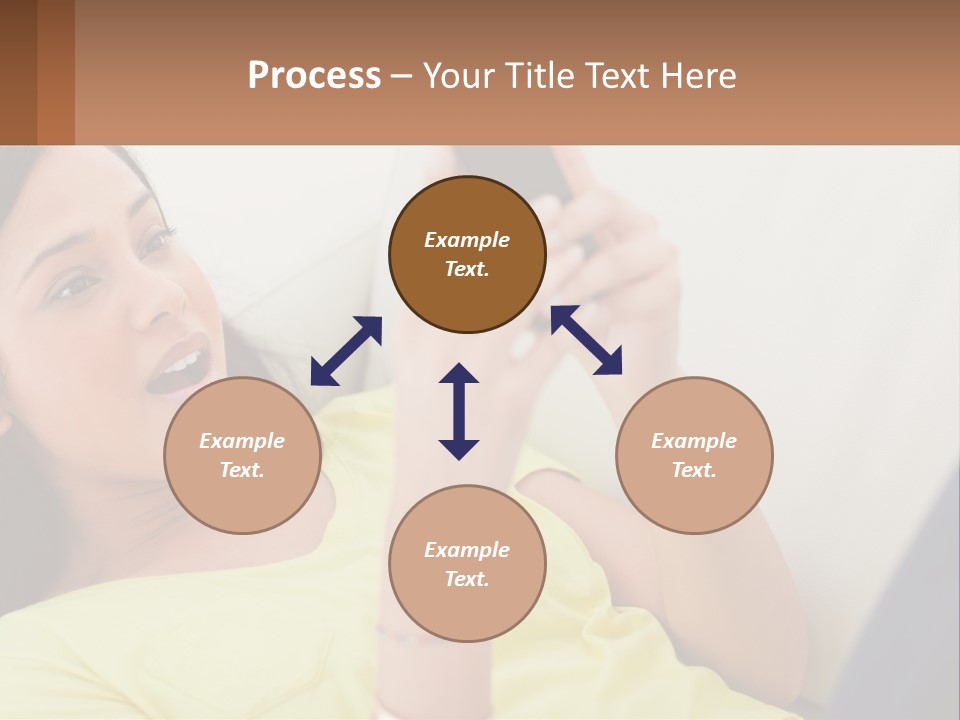 A Woman Sitting On A Couch Holding A Cell Phone PowerPoint Template