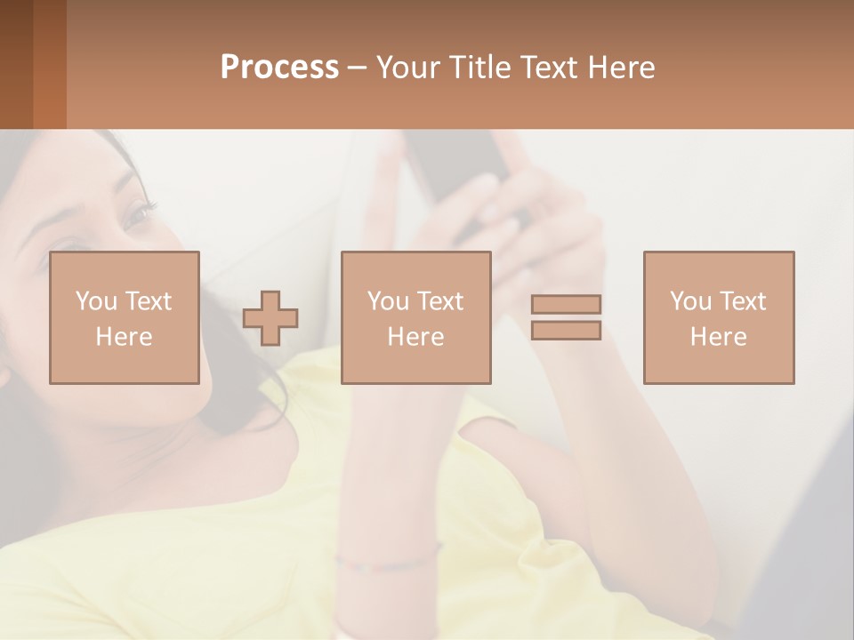 A Woman Sitting On A Couch Holding A Cell Phone PowerPoint Template