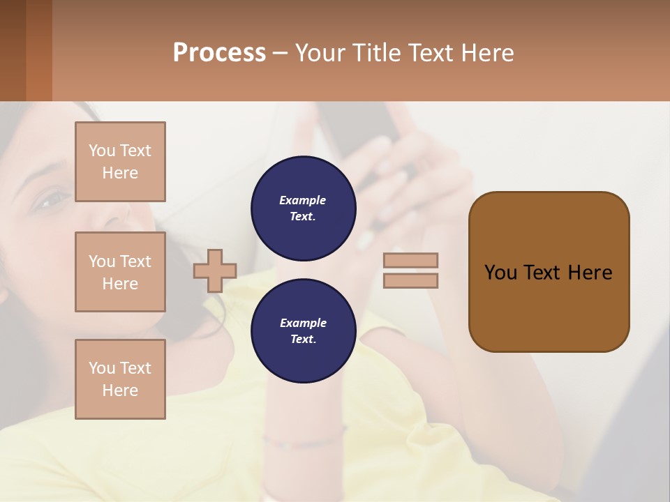 A Woman Sitting On A Couch Holding A Cell Phone PowerPoint Template