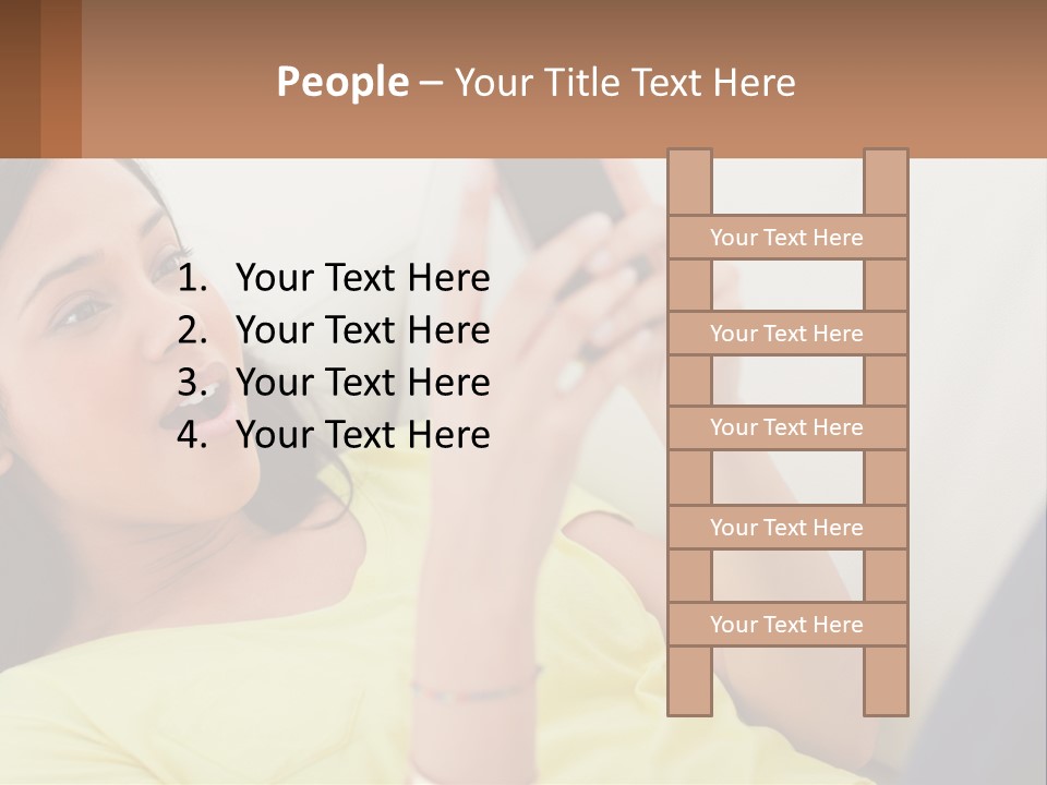 A Woman Sitting On A Couch Holding A Cell Phone PowerPoint Template