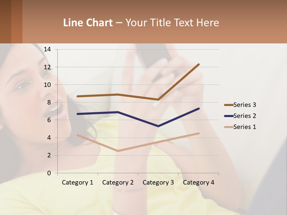 A Woman Sitting On A Couch Holding A Cell Phone PowerPoint Template