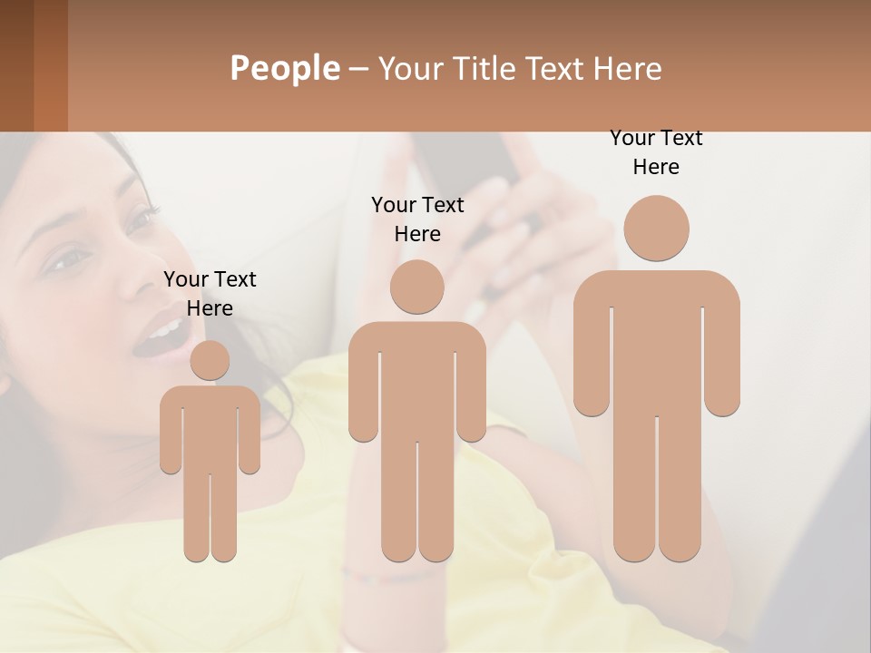 A Woman Sitting On A Couch Holding A Cell Phone PowerPoint Template