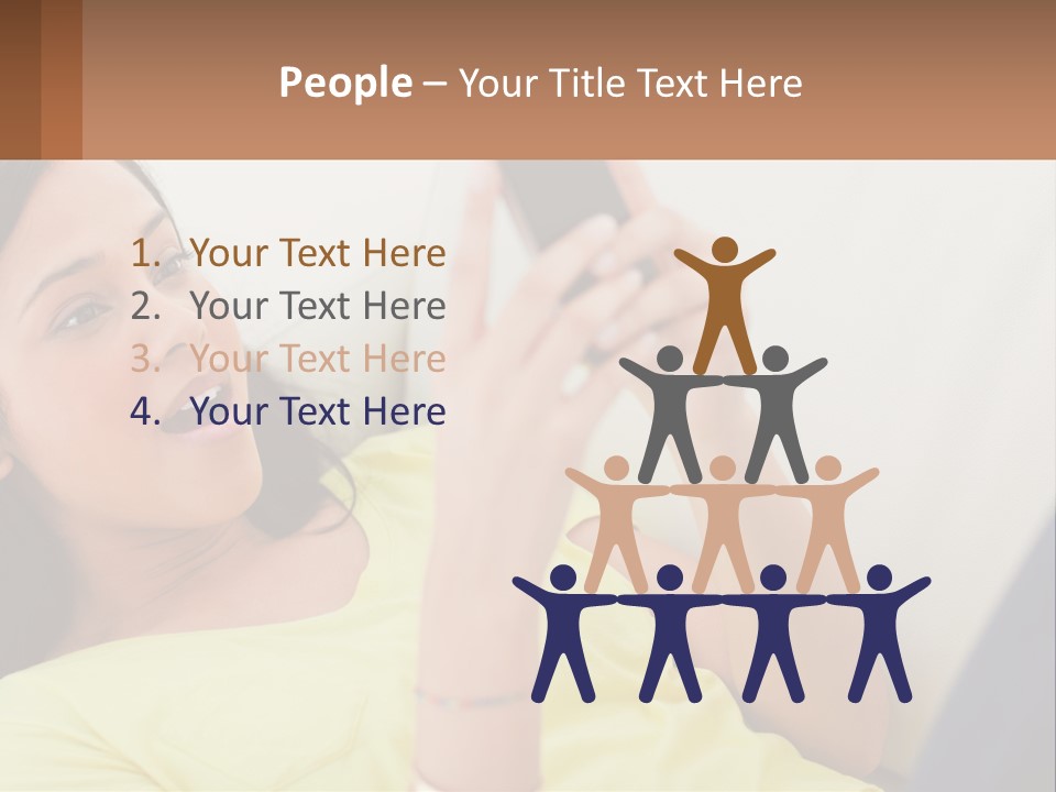 A Woman Sitting On A Couch Holding A Cell Phone PowerPoint Template