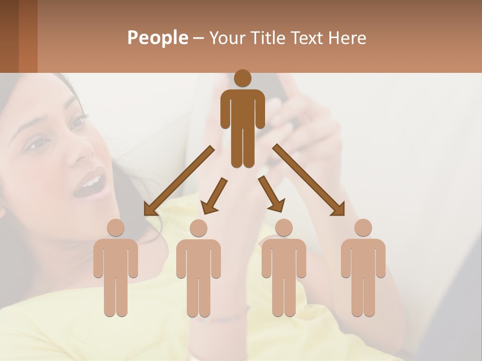 A Woman Sitting On A Couch Holding A Cell Phone PowerPoint Template