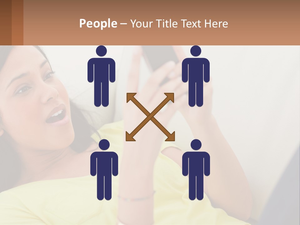 A Woman Sitting On A Couch Holding A Cell Phone PowerPoint Template