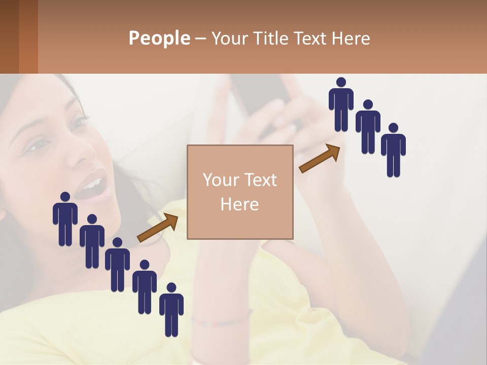 A Woman Sitting On A Couch Holding A Cell Phone PowerPoint Template