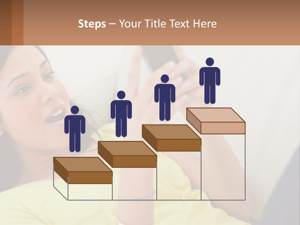 A Woman Sitting On A Couch Holding A Cell Phone PowerPoint Template