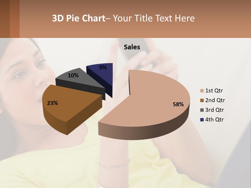 A Woman Sitting On A Couch Holding A Cell Phone PowerPoint Template