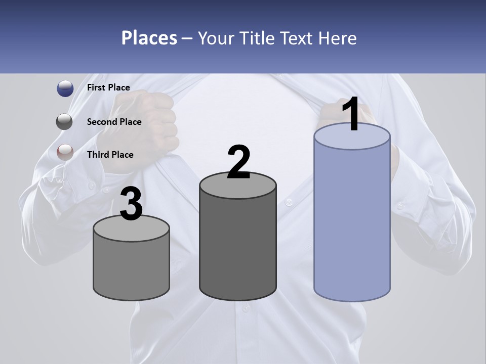 A Man In A Blue Shirt Is Opening His Shirt PowerPoint Template