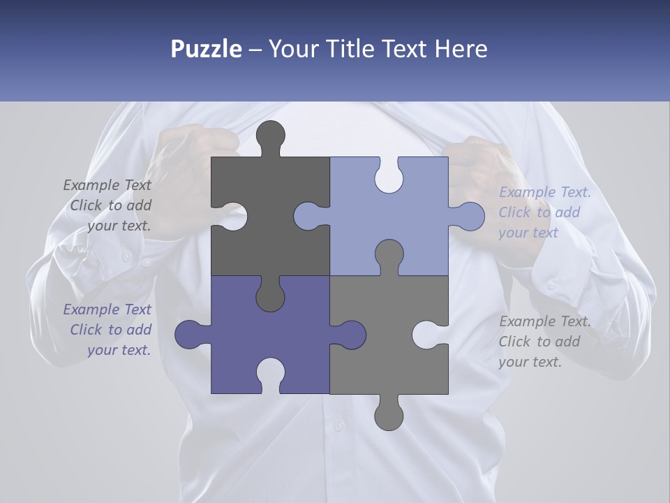 A Man In A Blue Shirt Is Opening His Shirt PowerPoint Template